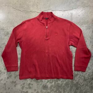 Red quarter zip polo sweatshirt